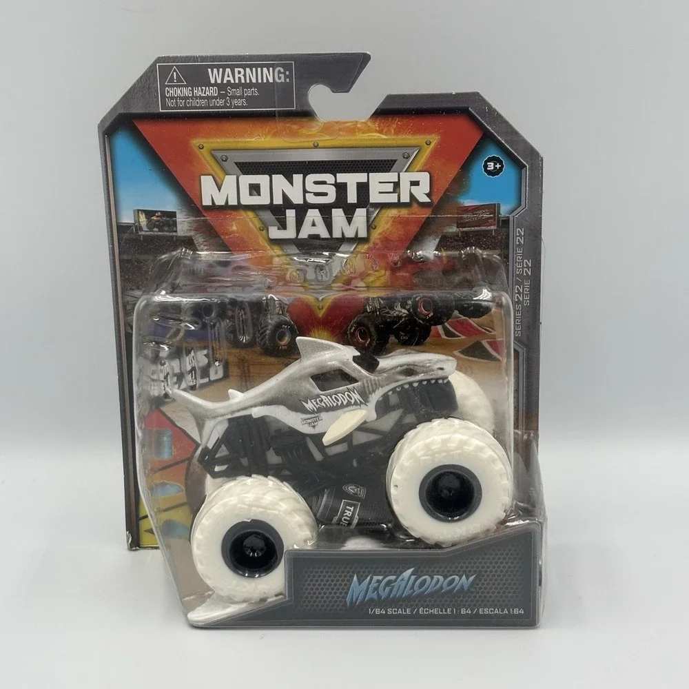 Monster Jam Spin Master Megalodon 2022 Max Contrast‎ Truck With Ramp 1:64 HTF